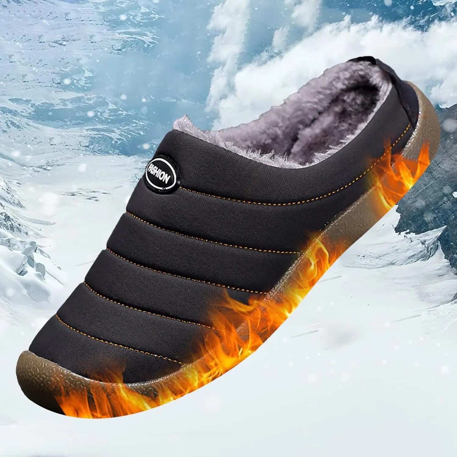 Snow Boots Men Warm Faux Furry Lined Footwear Waterproof Outdoor Casual Winter Boots Non-Slip Cold Weather Shoes Climbing Shoes Hiking Boots