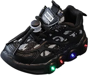 Toddler Boys Girls LED Flashing Sneakers Lightweight Mesh Breathable Soft Sole Anti Slip Comfort Athletic Shoes