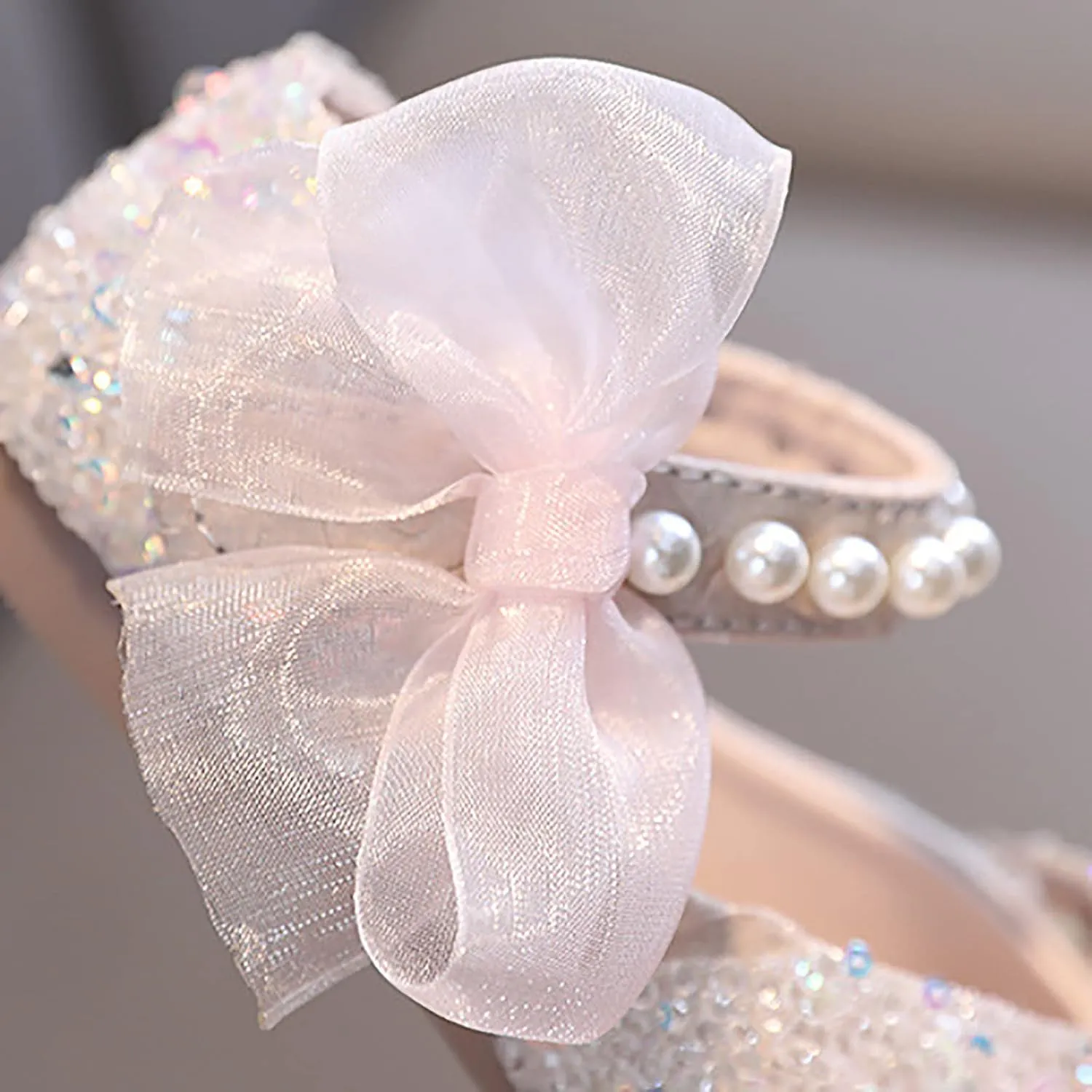 Toddler Girl Sandals, Childrens Girls Pearl Rhinestones Shining Princess Shoes for Party and Wedding Dancing Shoes