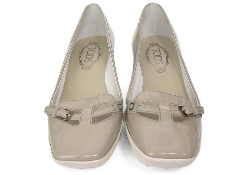 Tod's Gray Patent Wedges