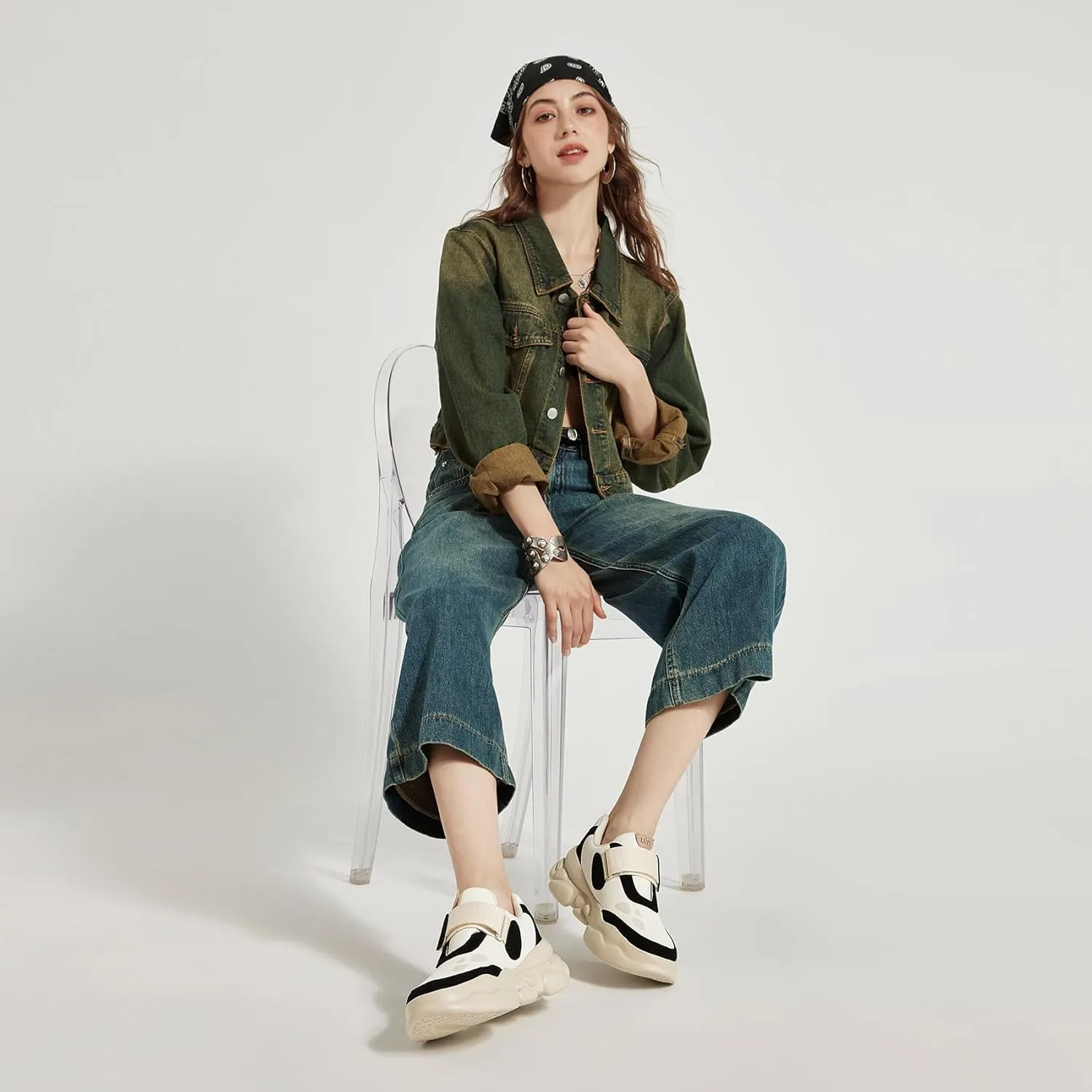 UIN Women's Chunky Fashion Sneakers Walking Casual Comfortable Art Painted Travel Designer Dad Shoes Ronda
