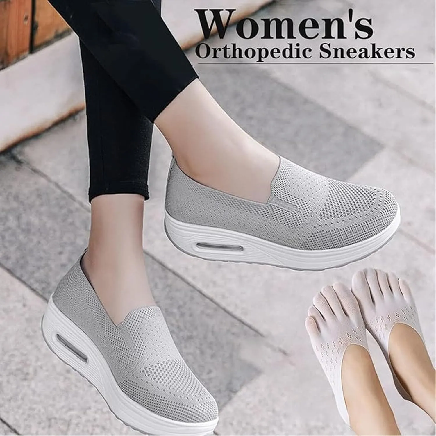 Vogany Shoes Orthopedic Sneakers Women,Women's Orthopedic Woven Breathable Soft Sole Shoes Outdoor Light Sliding Shoes