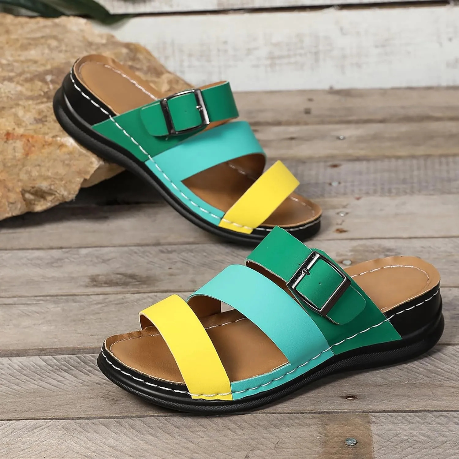 Wedge Sandals for Women Comfort Platform Classic Orthopedic 2025 Summer Open Toe Slingback Non Slip Wedges Slippers Bohemian Comfortable Beach Vacation Travel Walking Party Dress Sandals