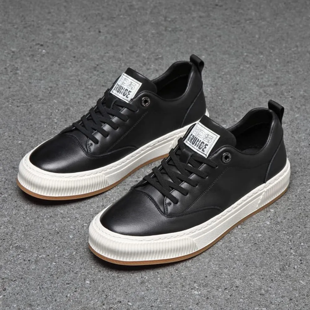 White Outdoor Sport Sneakers for Men Leather Upper Lace Up Leather Elastic Sole Casual Sneaker Tenis para Hombre Designer Skate Shoes
