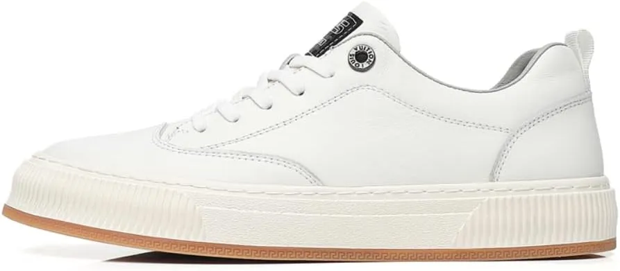 White Outdoor Sport Sneakers for Men Leather Upper Lace Up Leather Elastic Sole Casual Sneaker Tenis para Hombre Designer Skate Shoes