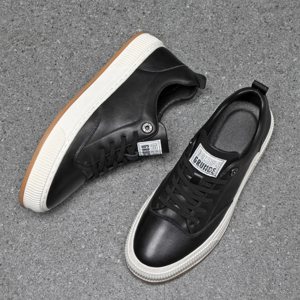 White Outdoor Sport Sneakers for Men Leather Upper Lace Up Leather Elastic Sole Casual Sneaker Tenis para Hombre Designer Skate Shoes