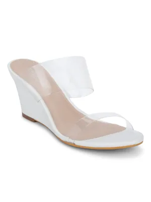 White Perspex Slip-on Wedges