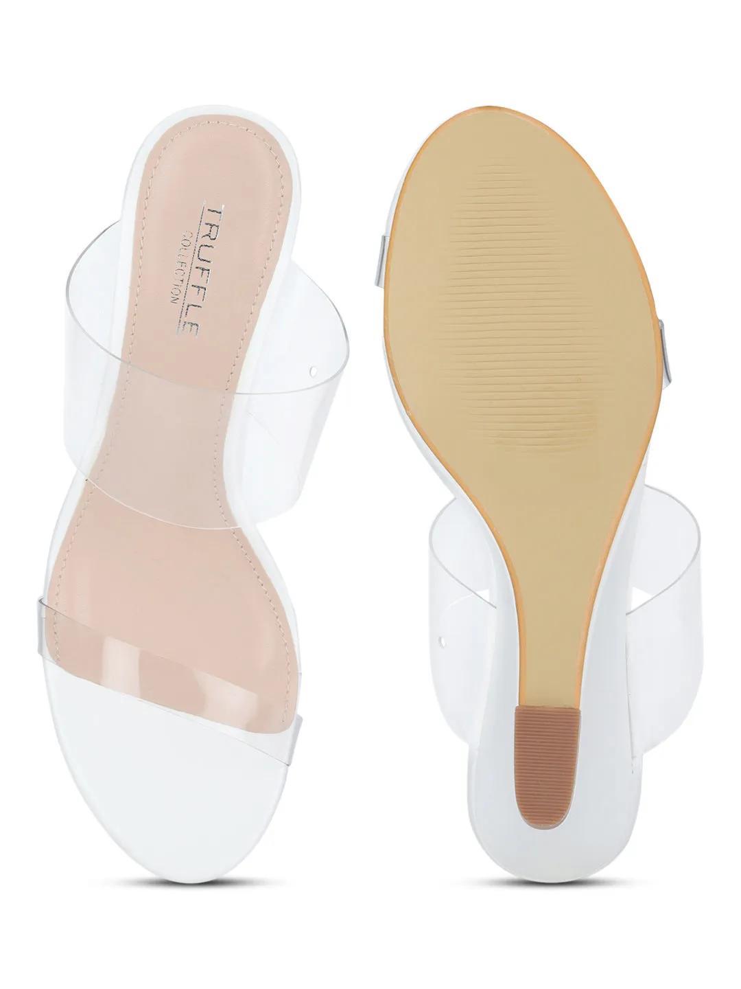 White Perspex Slip-on Wedges