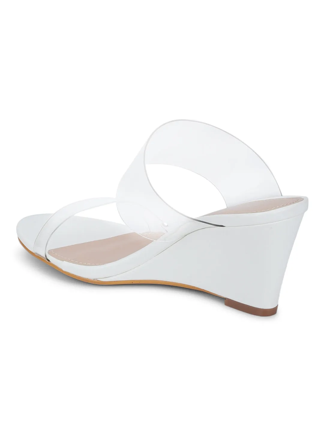 White Perspex Slip-on Wedges