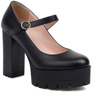 Women Chic Platform Mary Jane Pumps Chunky High Heels