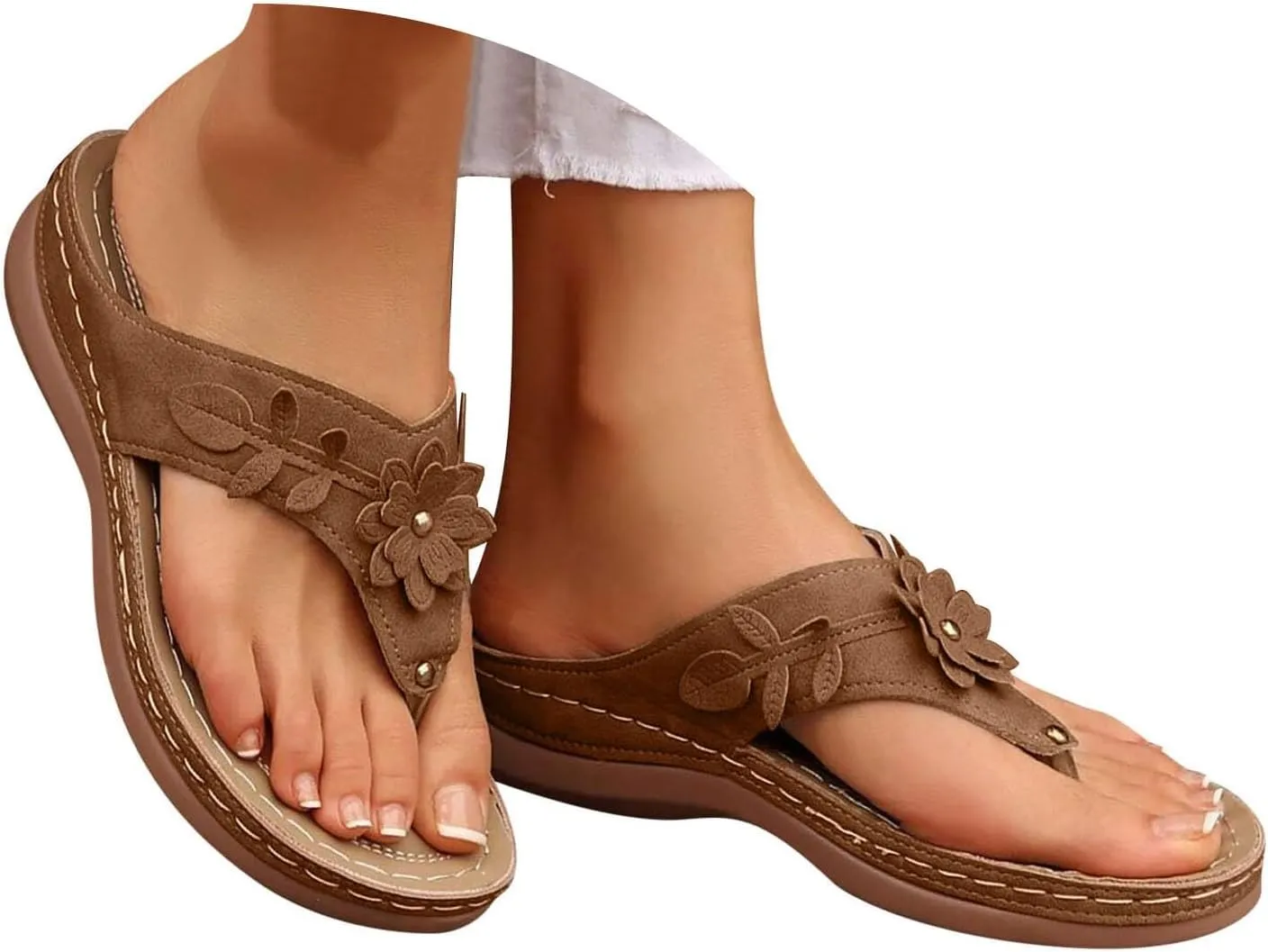 Women Orthopedic Platform Wedge Sandals 2025 Summer Bohemian Slip On Flip Flops Espadrilles Open Toe Solid Color Platform Sandals Beach Vacation Walking Shoes