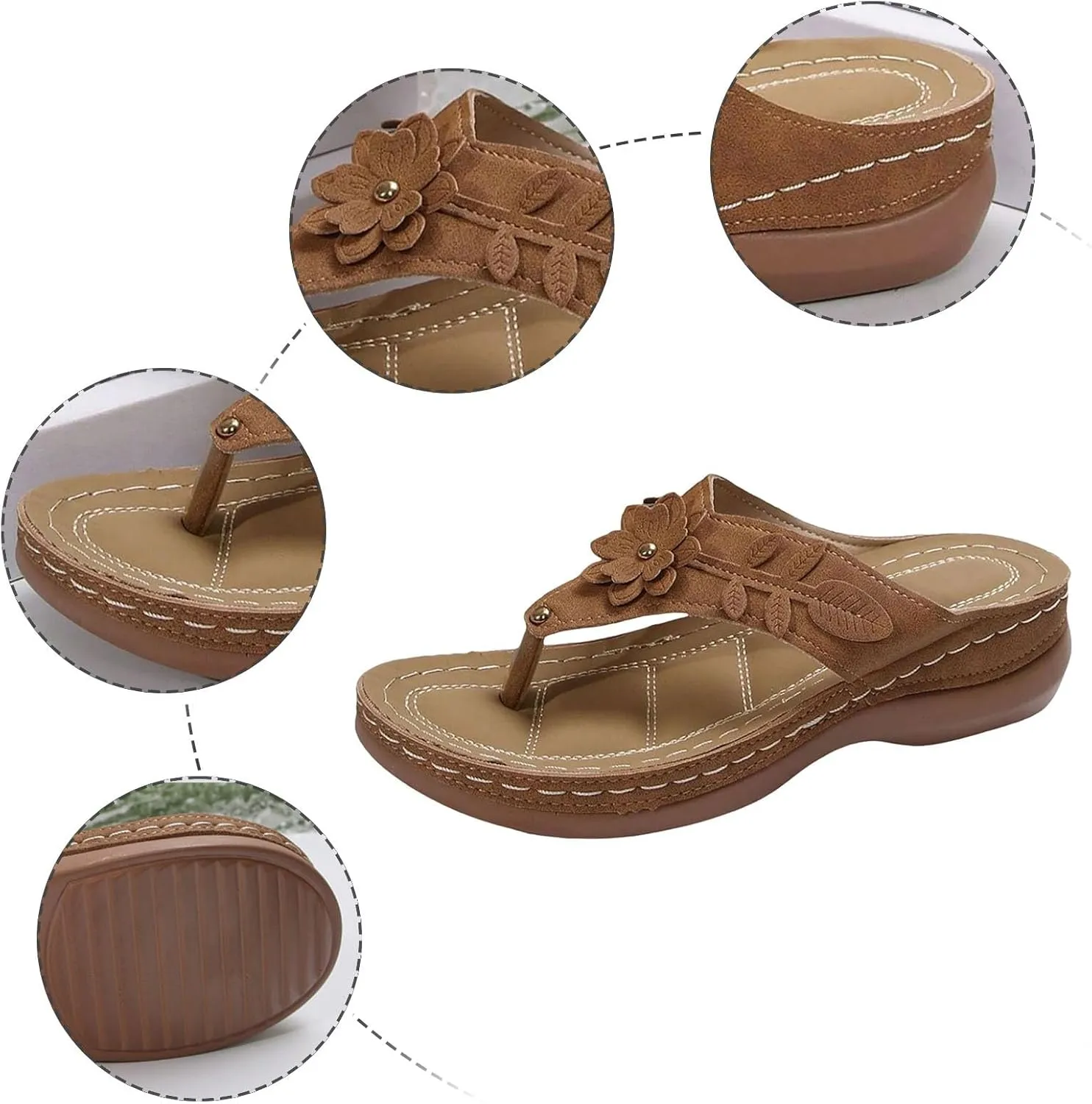 Women Orthopedic Platform Wedge Sandals 2025 Summer Bohemian Slip On Flip Flops Espadrilles Open Toe Solid Color Platform Sandals Beach Vacation Walking Shoes