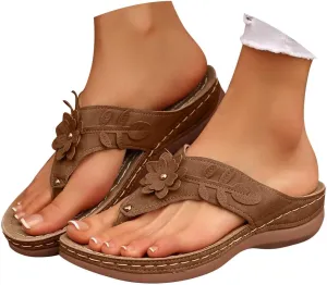 Women Orthopedic Platform Wedge Sandals 2025 Summer Bohemian Slip On Flip Flops Espadrilles Open Toe Solid Color Platform Sandals Beach Vacation Walking Shoes