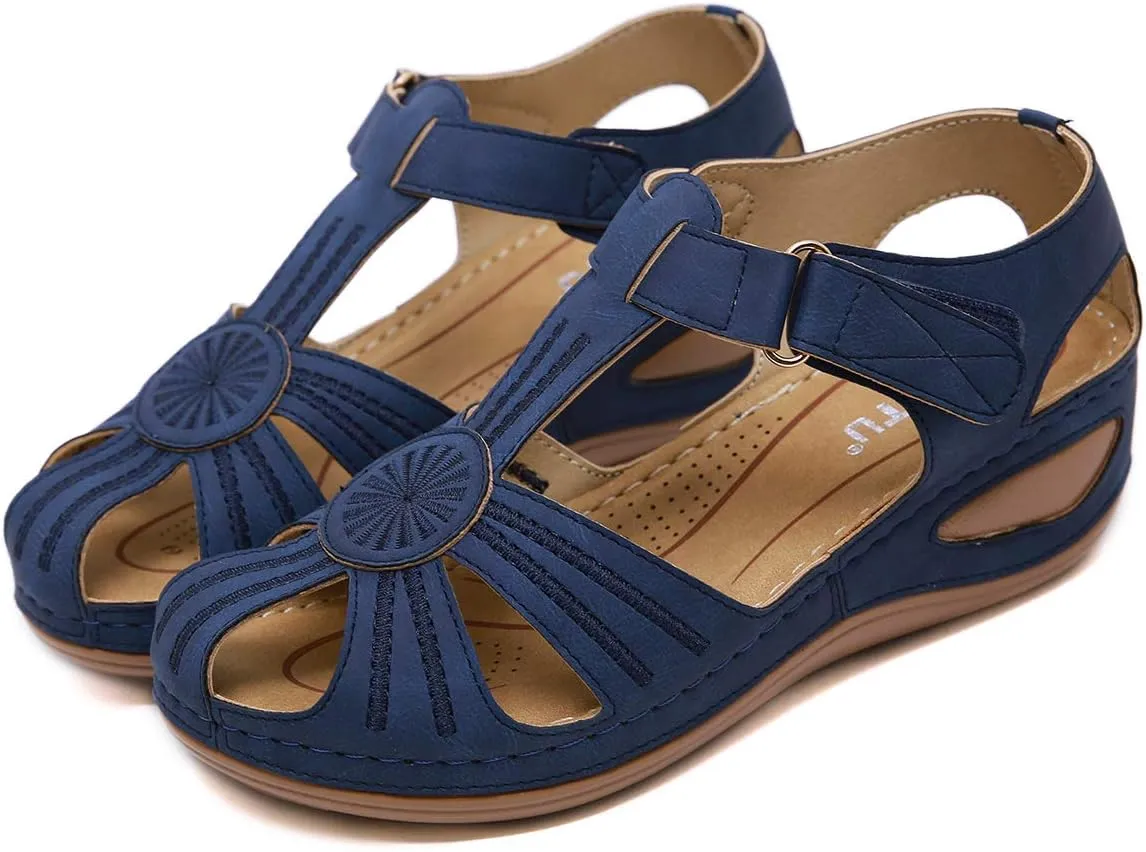 Women's Causal Closed Toe Wedges Sandals Summer Comfortable Ankle Strap Gladiator Beach Dressy Sandal