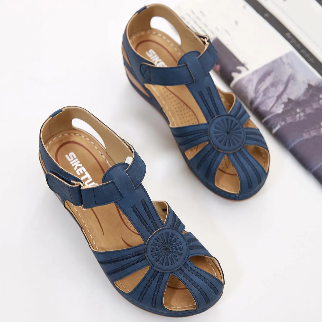 Women's Causal Closed Toe Wedges Sandals Summer Comfortable Ankle Strap Gladiator Beach Dressy Sandal
