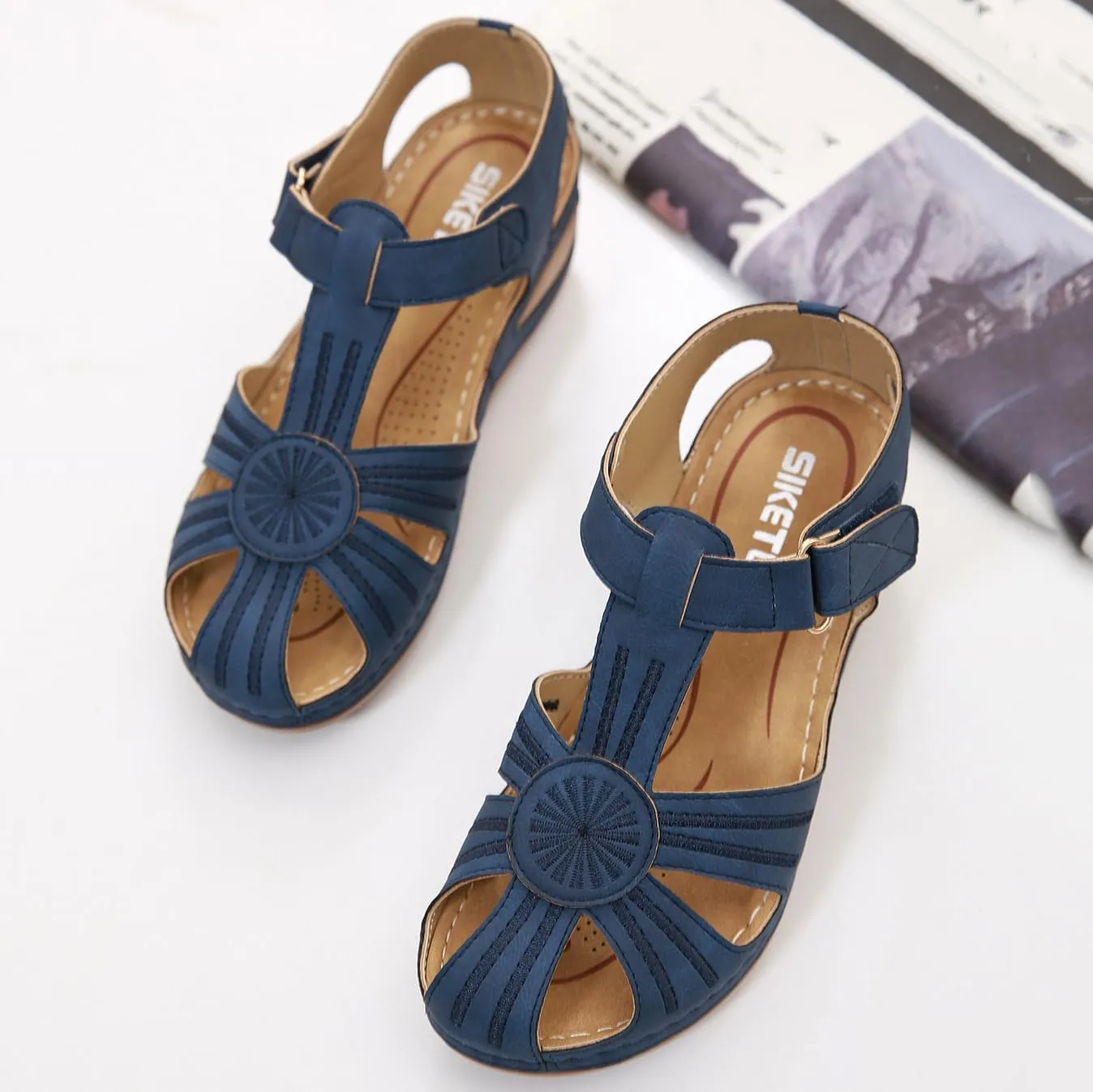 Women's Causal Closed Toe Wedges Sandals Summer Comfortable Ankle Strap Gladiator Beach Dressy Sandal