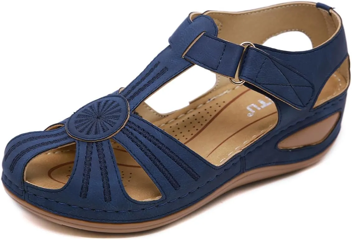 Women's Causal Closed Toe Wedges Sandals Summer Comfortable Ankle Strap Gladiator Beach Dressy Sandal