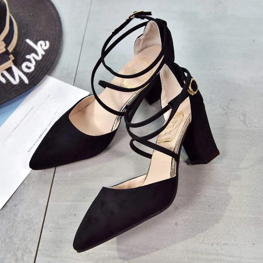 Women's Fashion Casual Pointed Toe Square Heel Wedding Shoes High Heel Sandals Wedges Sandals for Women Dress