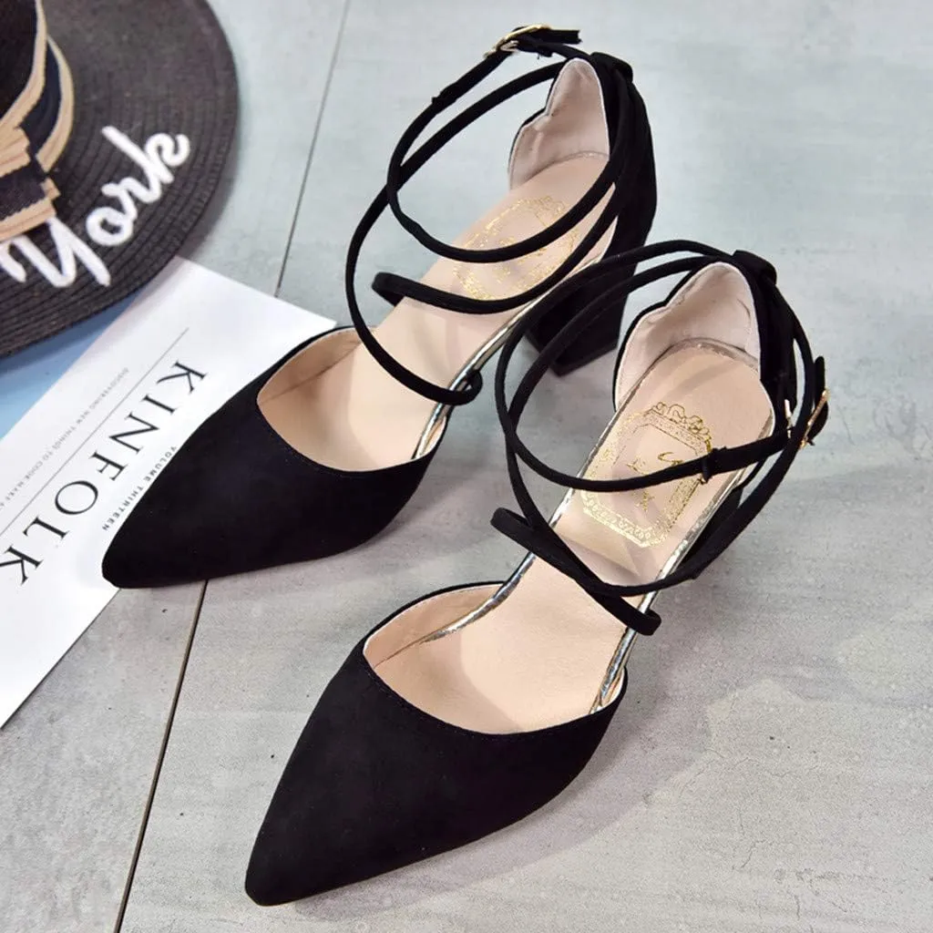 Women's Fashion Casual Pointed Toe Square Heel Wedding Shoes High Heel Sandals Wedges Sandals for Women Dress