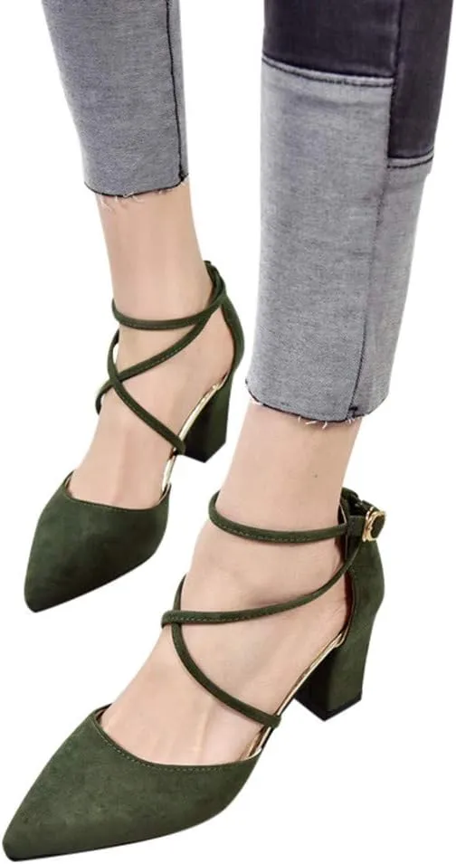 Women's Fashion Casual Pointed Toe Square Heel Wedding Shoes High Heel Sandals Wedges Sandals for Women Dress