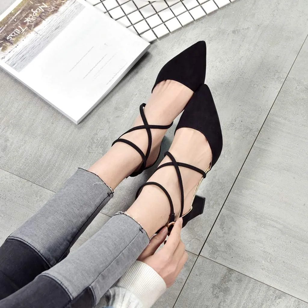 Women's Fashion Casual Pointed Toe Square Heel Wedding Shoes High Heel Sandals Wedges Sandals for Women Dress