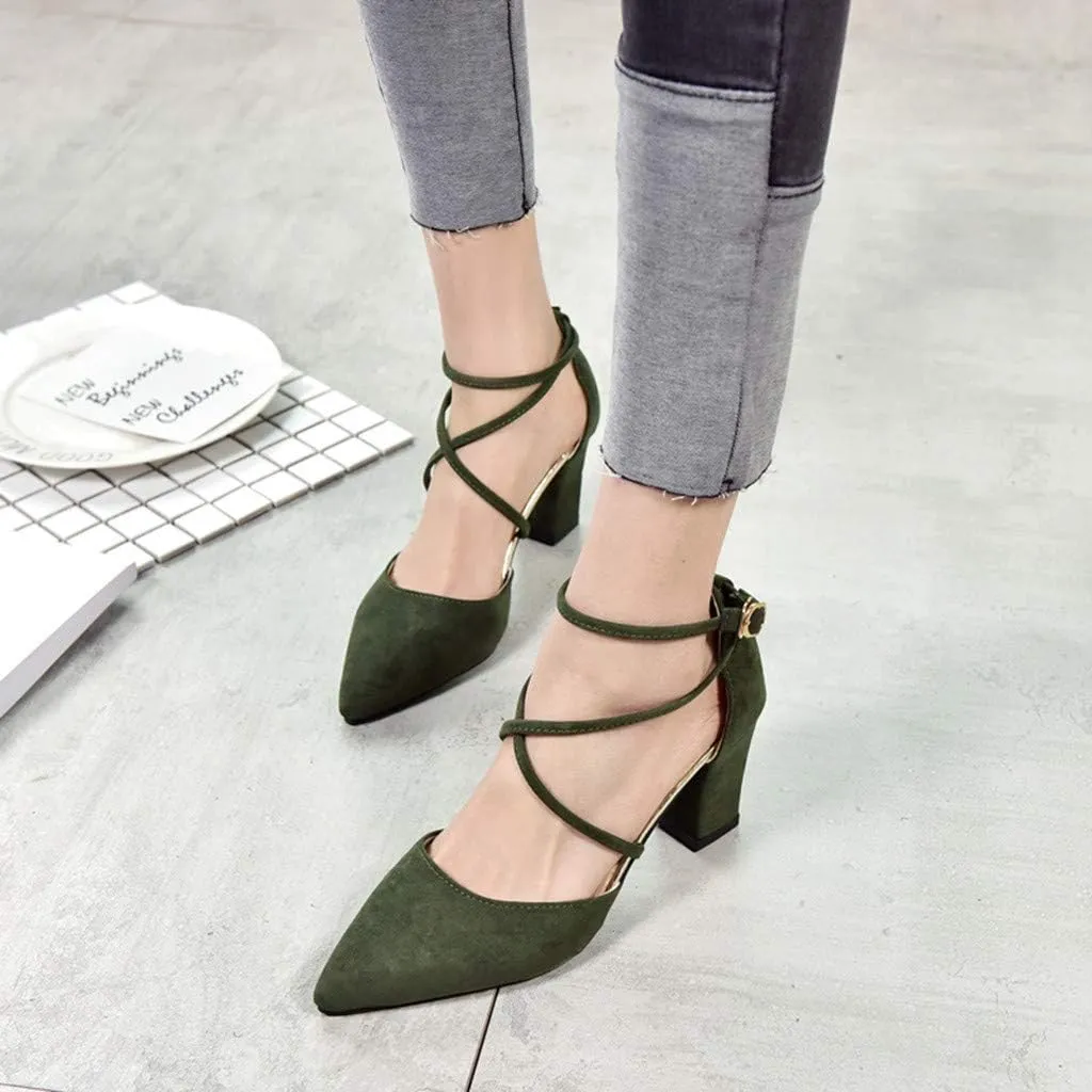 Women's Fashion Casual Pointed Toe Square Heel Wedding Shoes High Heel Sandals Wedges Sandals for Women Dress