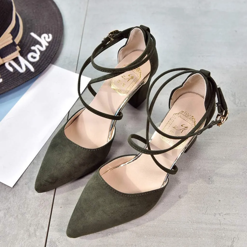 Women's Fashion Casual Pointed Toe Square Heel Wedding Shoes High Heel Sandals Wedges Sandals for Women Dress