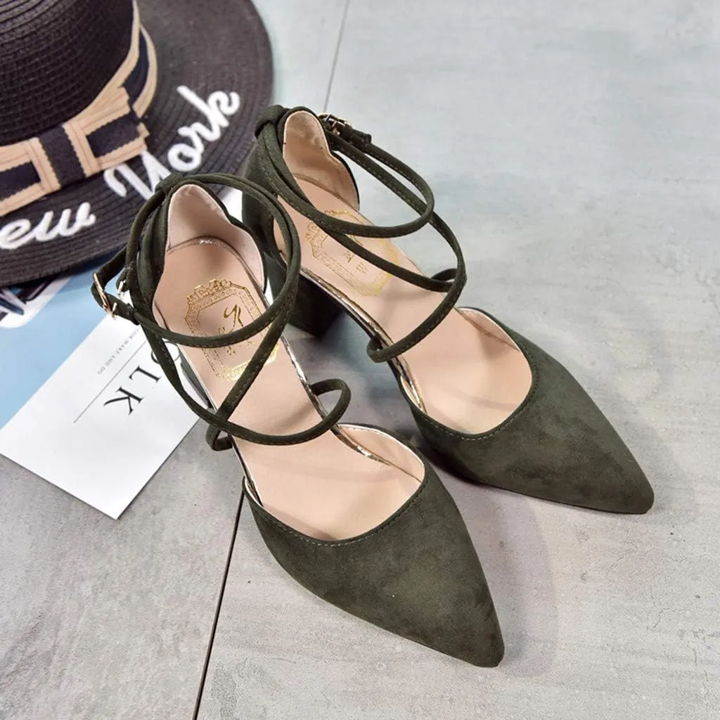 Women's Fashion Casual Pointed Toe Square Heel Wedding Shoes High Heel Sandals Wedges Sandals for Women Dress