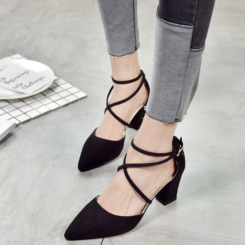 Women's Fashion Casual Pointed Toe Square Heel Wedding Shoes High Heel Sandals Wedges Sandals for Women Dress