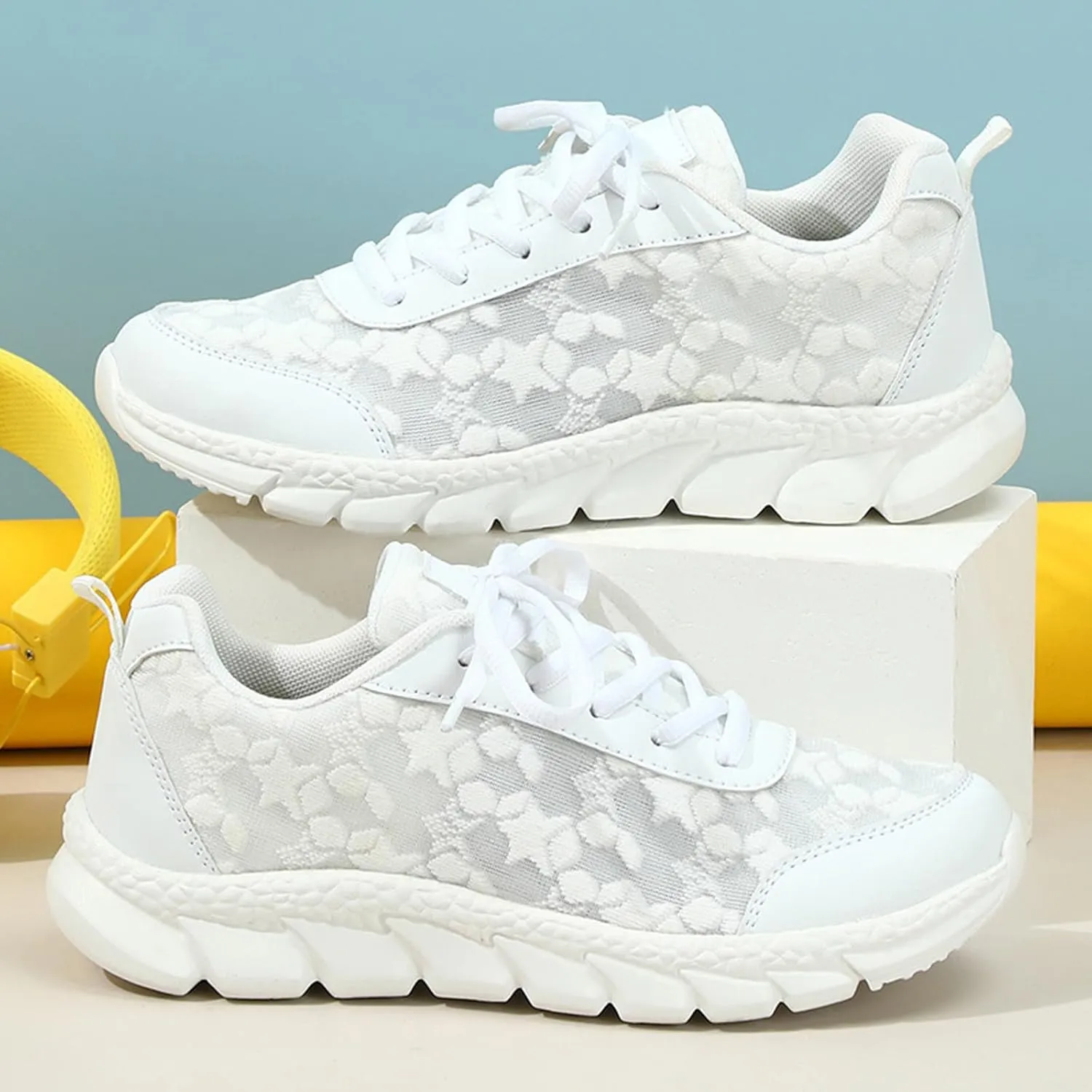 Women's Luxurious Orthopedic Sneakers, Hollow Breathable Mesh Shoes, Fashion Hollow Lace Print Shoes for Women
