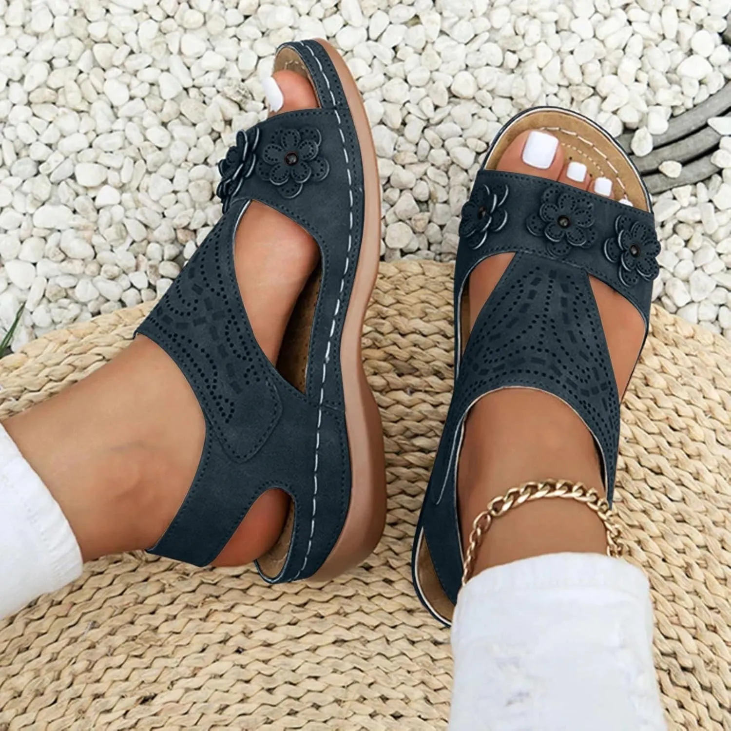 Women's Orthopedic Sport Sandals Shoes with Soft Cushion 2025 Summer Open Toe Flower Fashion Women's Sandals
