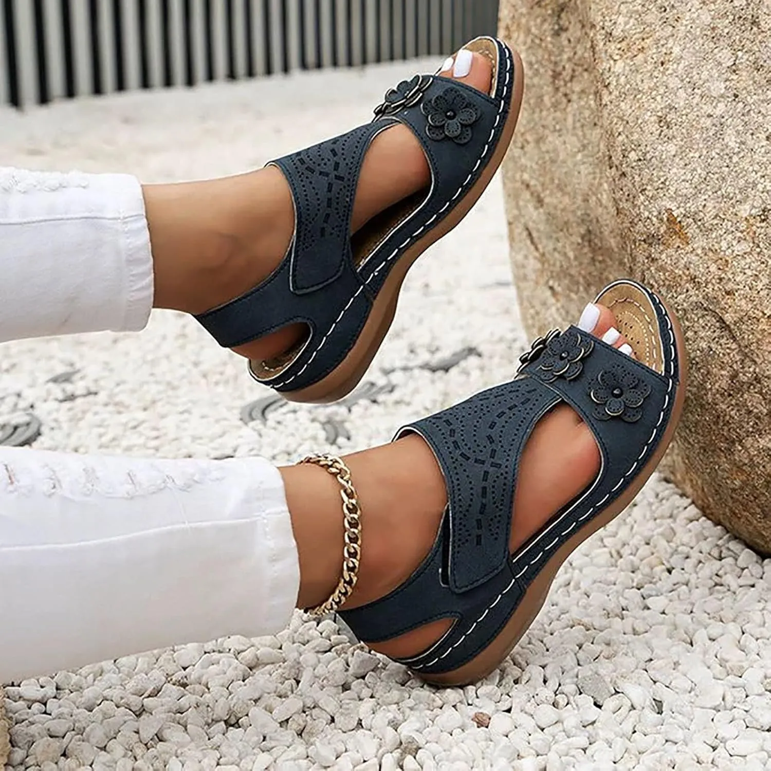 Women's Orthopedic Sport Sandals Shoes with Soft Cushion 2025 Summer Open Toe Flower Fashion Women's Sandals