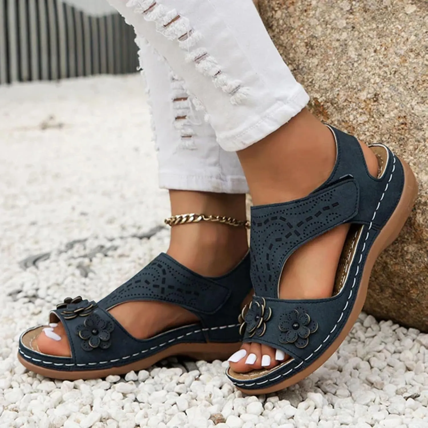 Women's Orthopedic Sport Sandals Shoes with Soft Cushion 2025 Summer Open Toe Flower Fashion Women's Sandals