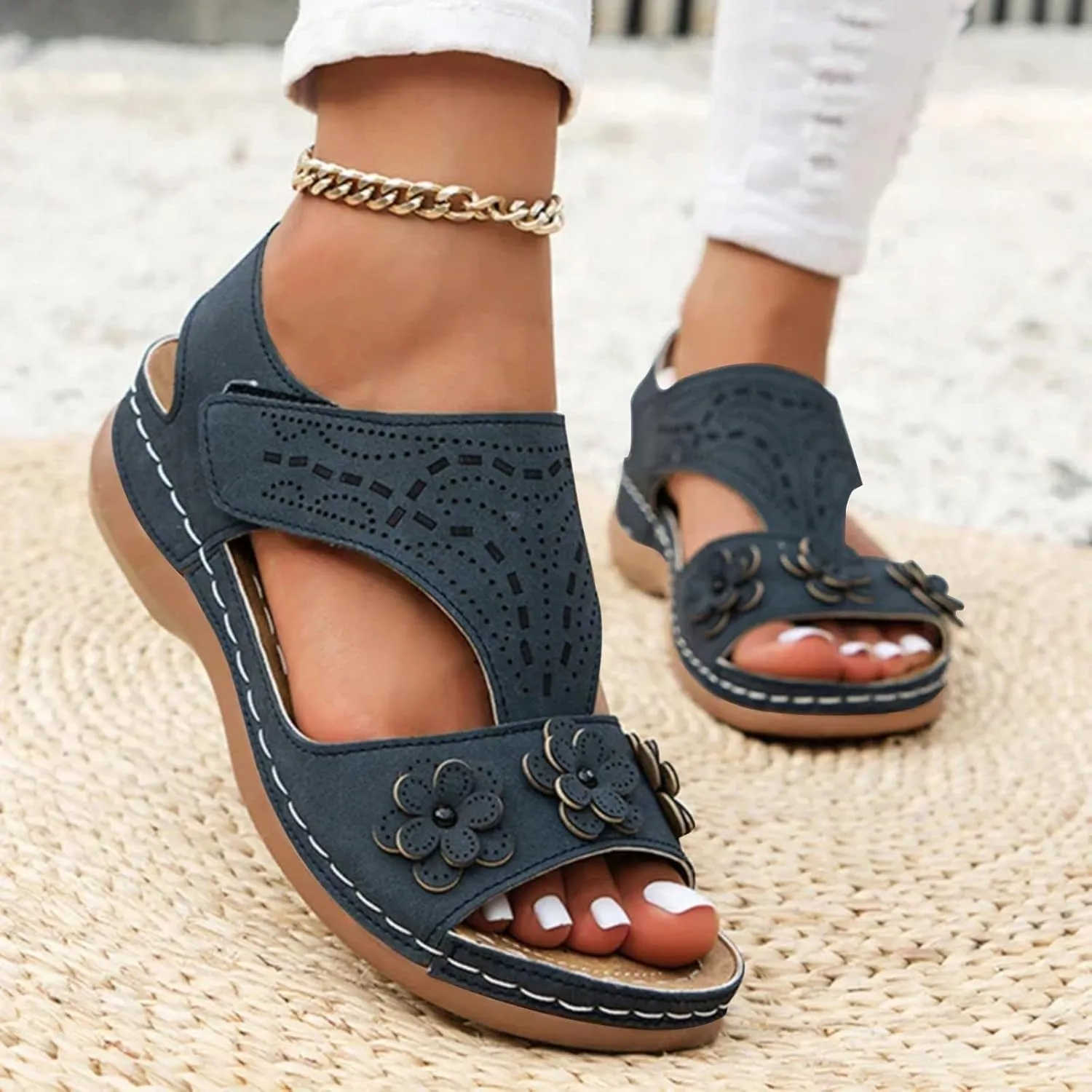 Women's Orthopedic Sport Sandals Shoes with Soft Cushion 2025 Summer Open Toe Flower Fashion Women's Sandals
