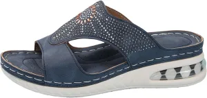 Womens Orthopedic Wedge Sandals Hollow Out Breathable Slip on Shoes Arch Support Open Toe Casual Beach Walking Comfortable Summer Dress Platform Wedge Slippers