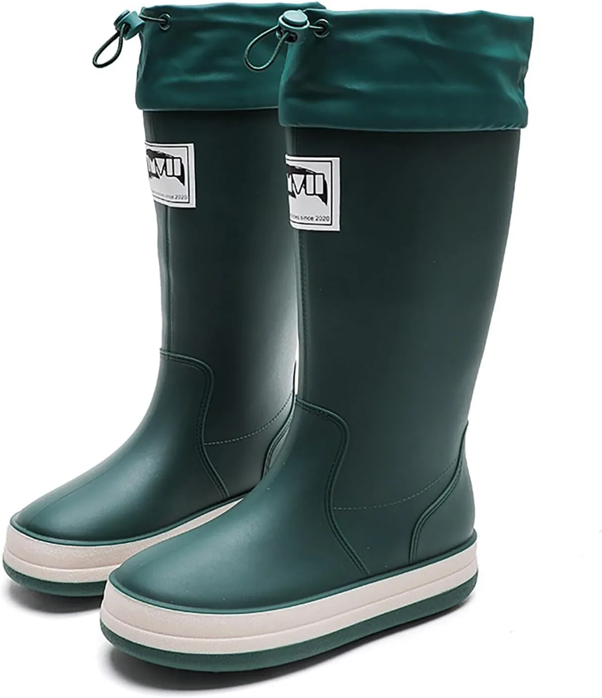 Womens Rain Boots Tall Waterproof Mens Grounded Footwear Lace Up Fall Booties 2024 Low Heel Slip On Barefoot Shoes Women's Ankle Rain Boots Rubber Fishing Deck