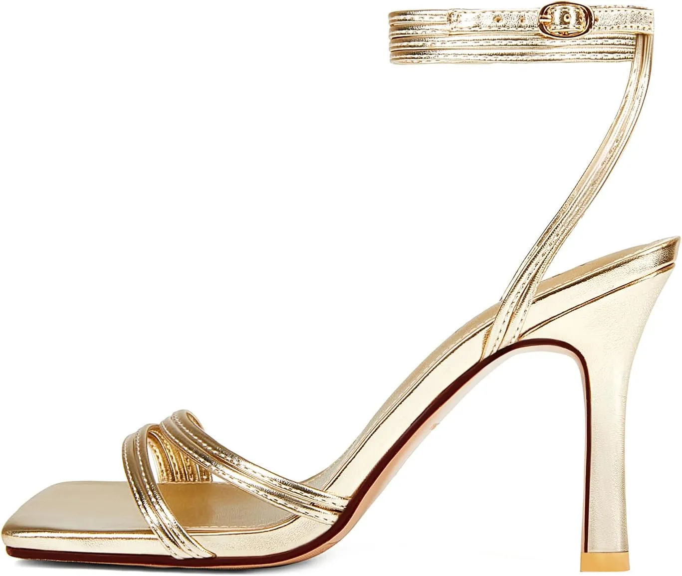 Women's Strappy High Heels Square Open Toe Stilettos Heeled Sandals with Ankle Strap for Prom Party Daily Wedding Wear