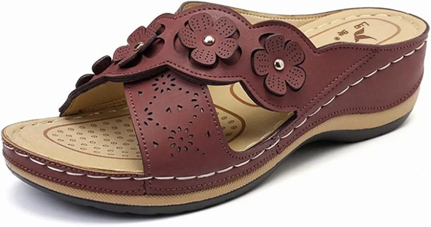Women's Wedges Sandals Fashion Memory Foam Slides Slippers Breathable Open Toe Arch Support Dress Shoes