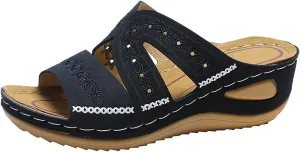 Women's Wedges Sandals Fashion Memory Foam Slides Slippers Breathable Open Toe Arch Support Dress Shoes