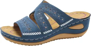 Women's Wedges Sandals Fashion Memory Foam Slides Slippers Breathable Open Toe Arch Support Dress Shoes