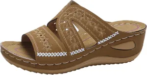 Women's Wedges Sandals Fashion Memory Foam Slides Slippers Breathable Open Toe Arch Support Dress Shoes