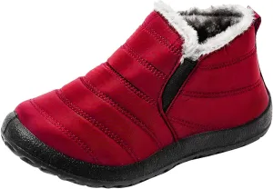 Women's Wide Width Waterproof Ankle Snow Boots - Warm Fur Lined, Walking Boots