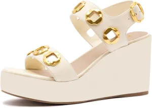 YDN Women's Open Toe Wedges High Heeled Sandals Metal Decor Strap Buckle Platform Shoes for Outdoor Party Casual Size 4-16 US