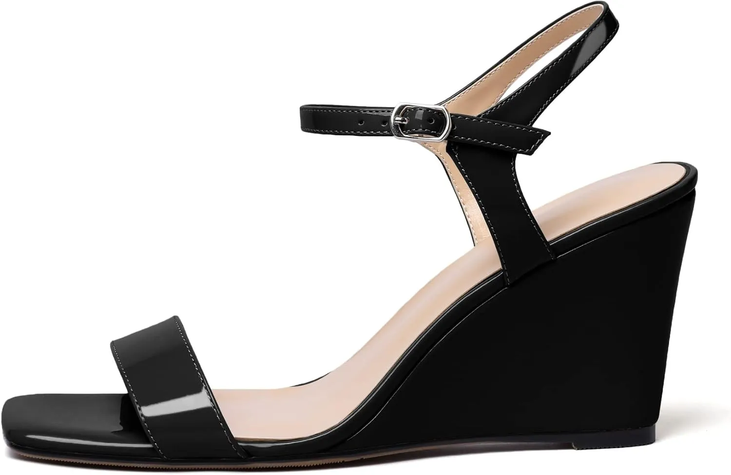 Zamikoo Women's Open Toe sandals 3.5'' Wedge heels Square Toe Slingback Pumps Fashion Dress Shoes Size 5- Size 13