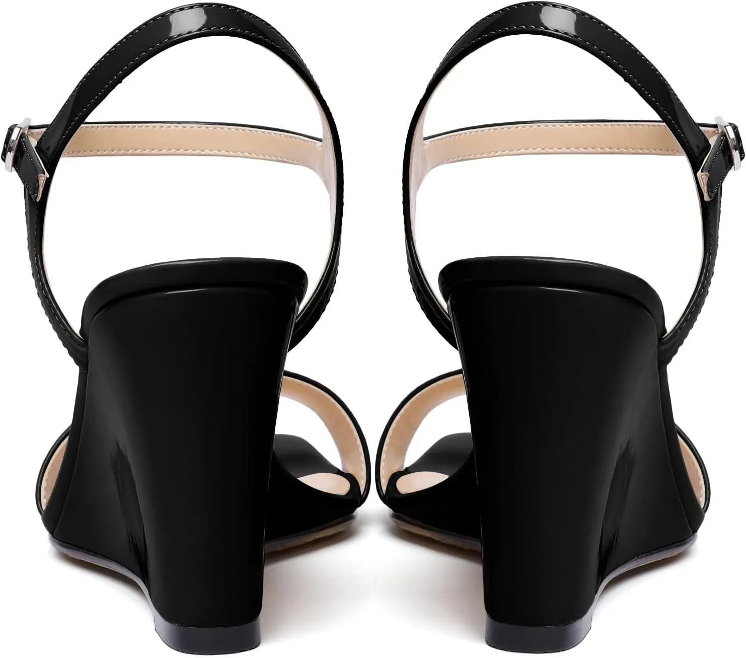 Zamikoo Women's Open Toe sandals 3.5'' Wedge heels Square Toe Slingback Pumps Fashion Dress Shoes Size 5- Size 13