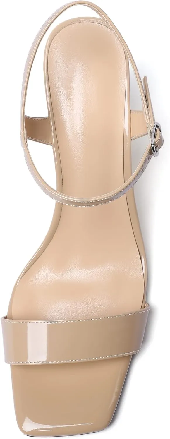 Zamikoo Women's Open Toe sandals 3.5'' Wedge heels Square Toe Slingback Pumps Fashion Dress Shoes Size 5- Size 13