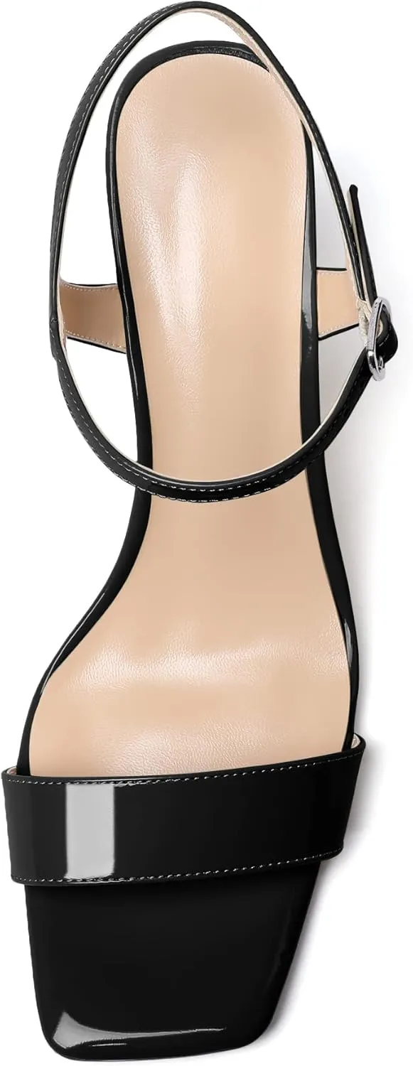Zamikoo Women's Open Toe sandals 3.5'' Wedge heels Square Toe Slingback Pumps Fashion Dress Shoes Size 5- Size 13