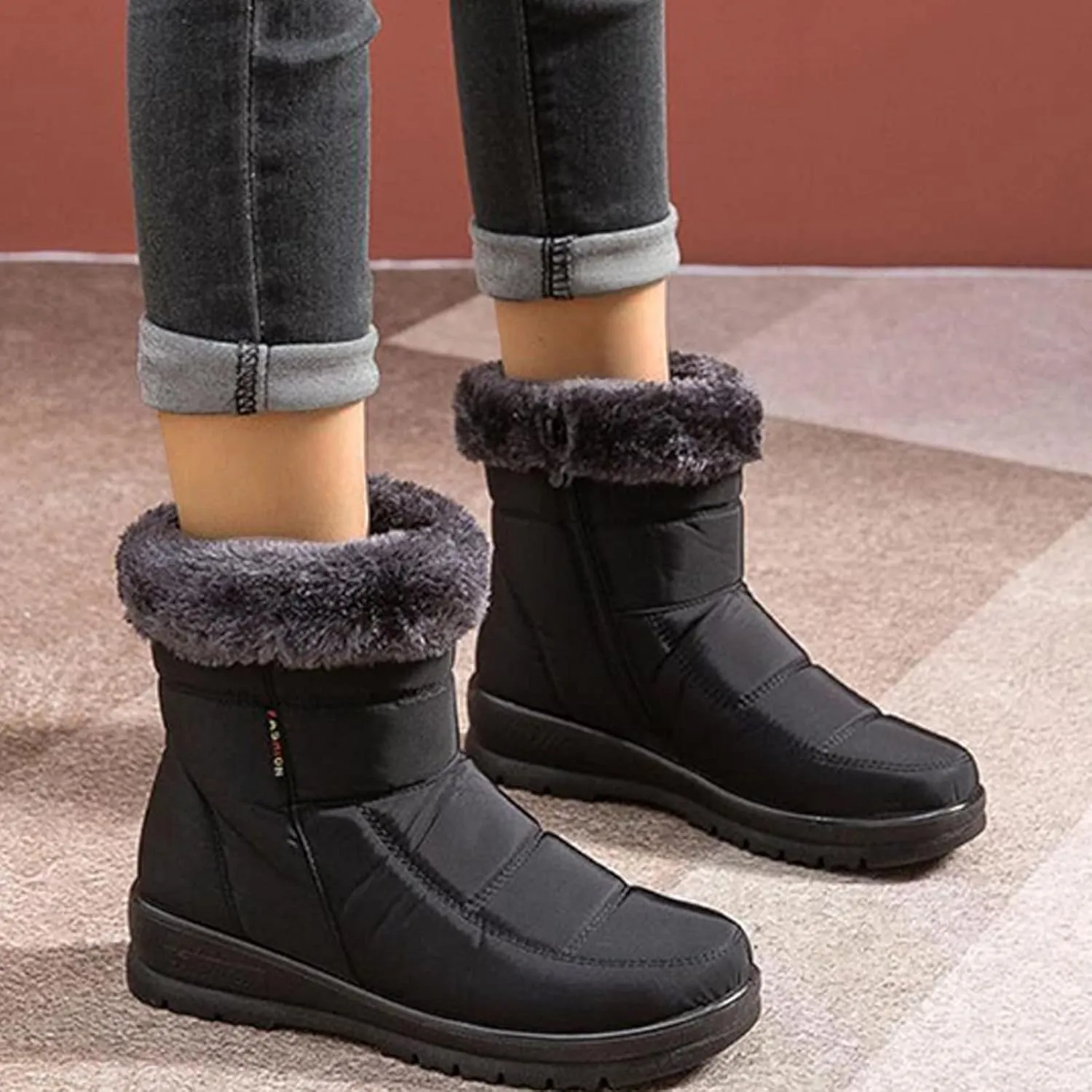 ZBYY Snow Boots for Women,Winter Fur Lined Warm Ankle Boots Slip On Waterproof Outdoor Booties Comfortable Shoes for Women