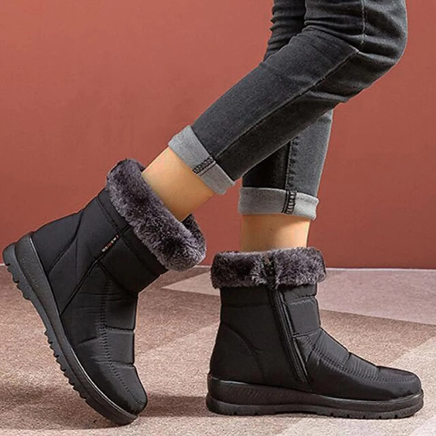 ZBYY Snow Boots for Women,Winter Fur Lined Warm Ankle Boots Slip On Waterproof Outdoor Booties Comfortable Shoes for Women