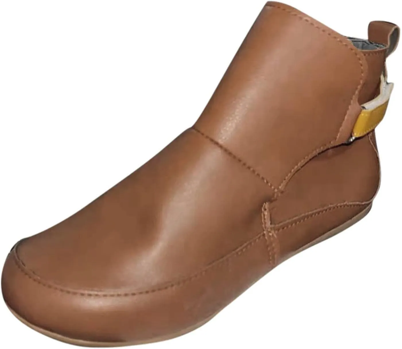 ZBYY Womens Winter Boots New Arch Support Ankle Boots Leather Vintage Round Waterproof Flat Toe Booties Casual Shoes